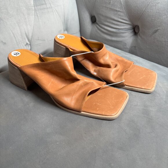 Fabio Rusconi Tan Leather Block Heel Mules – Women’s Size 41 (US 10) - Picture 4 of 7